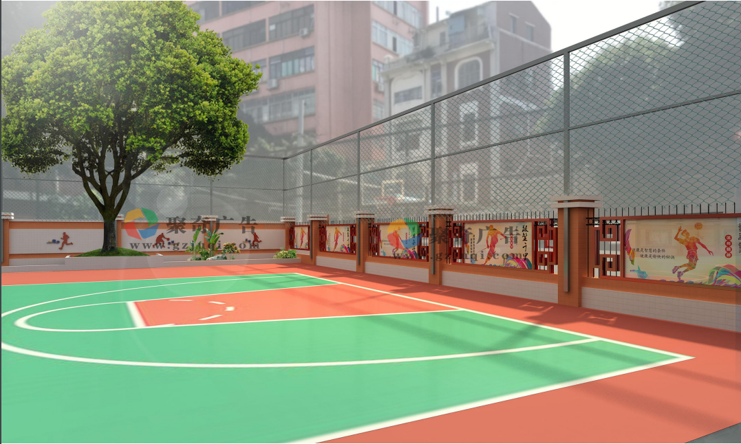 某消防中队篮球场围墙文化长廊设计